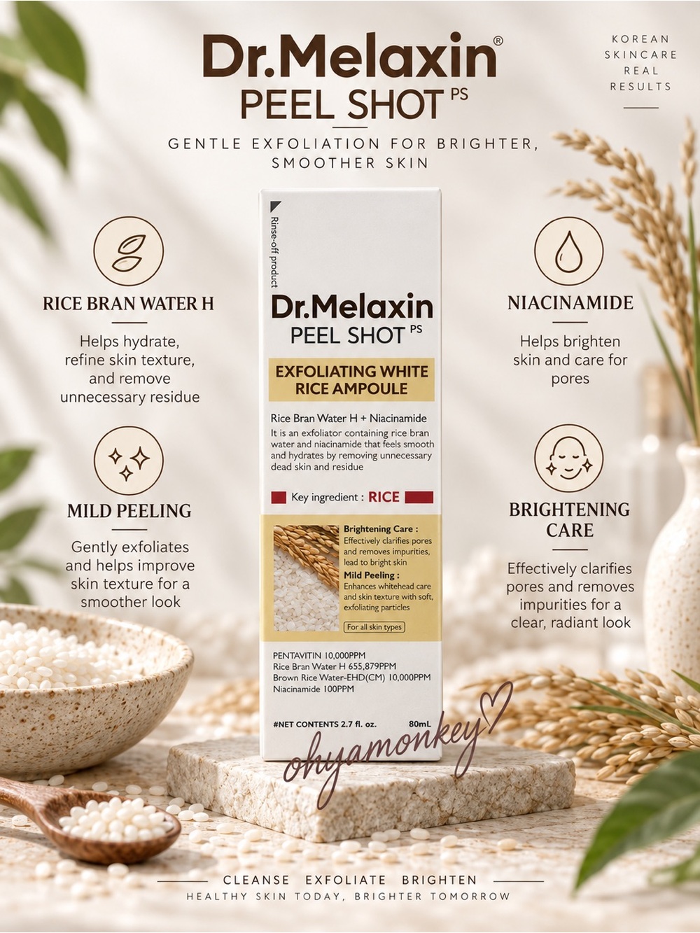 Dr. Melaxin Peel Shot Exfoliating White Rice Ampoule